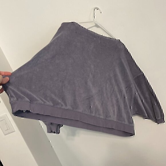 OUT FROM UNDER URBAN OUTFITTERS Vica Boat Neck Sweatshirt Periwinkle Velour Boxy - Picture 12 of 12